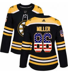 Womens Adidas Boston Bruins 86 Kevan Miller Authentic Black USA Flag Fashion NHL Jersey 