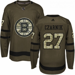 Youth Adidas Boston Bruins 27 Austin Czarnik Premier Green Salute to Service NHL Jersey 