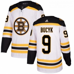 Youth Adidas Boston Bruins 9 Johnny Bucyk Authentic White Away NHL Jersey 