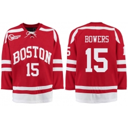 Boston University Terriers BU 15 Shane Bowers Red Stitched Hockey Jersey