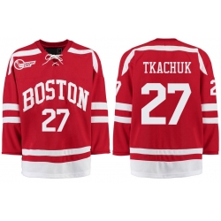 Boston University Terriers BU 27 Brady Tkachuk Red Stitched Hockey Jersey