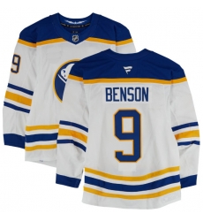 Men Buffalo Sabres 9 Zach Benson White Stitched Hockey Jersey