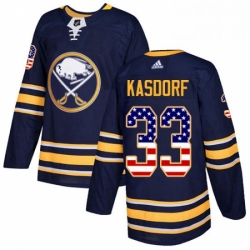 Mens Adidas Buffalo Sabres 33 Jason Kasdorf Authentic Navy Blue USA Flag Fashion NHL Jersey 