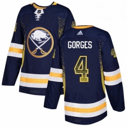 Mens Adidas Buffalo Sabres 4 Josh Gorges Authentic Navy Blue Drift Fashion NHL Jersey 