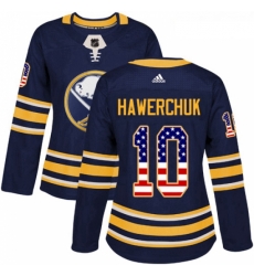 Womens Adidas Buffalo Sabres 10 Dale Hawerchuk Authentic Navy Blue USA Flag Fashion NHL Jersey 