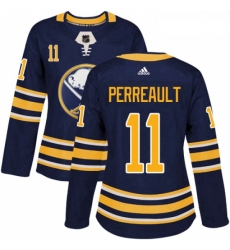 Womens Adidas Buffalo Sabres 11 Gilbert Perreault Premier Navy Blue Home NHL Jersey 