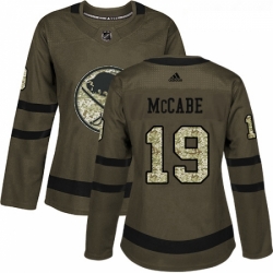 Womens Adidas Buffalo Sabres 19 Jake McCabe Authentic Green Salute to Service NHL Jersey 