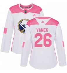 Womens Adidas Buffalo Sabres 26 Thomas Vanek Authentic WhitePink Fashion NHL Jersey 