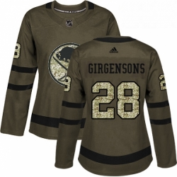 Womens Adidas Buffalo Sabres 28 Zemgus Girgensons Authentic Green Salute to Service NHL Jersey 