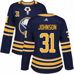 Womens Adidas Buffalo Sabres 31 Chad Johnson Premier Navy Blue Home NHL Jersey 