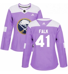 Womens Adidas Buffalo Sabres 41 Justin Falk Authentic Purple Fights Cancer Practice NHL Jersey 