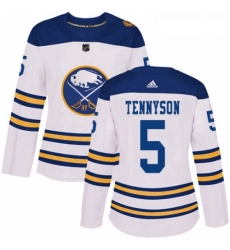 Womens Adidas Buffalo Sabres 5 Matt Tennyson Authentic White 2018 Winter Classic NHL Jersey 