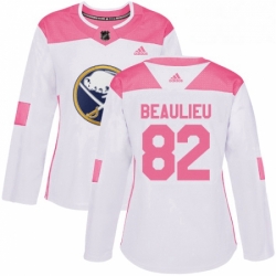 Womens Adidas Buffalo Sabres 82 Nathan Beaulieu Authentic WhitePink Fashion NHL Jersey 