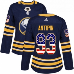 Womens Adidas Buffalo Sabres 93 Victor Antipin Authentic Navy Blue USA Flag Fashion NHL Jersey 