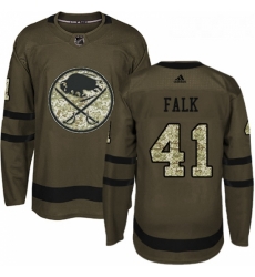 Youth Adidas Buffalo Sabres 41 Justin Falk Authentic Green Salute to Service NHL Jersey 