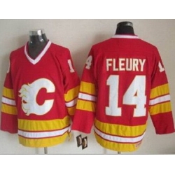 Calgary Flames  #14 Theoren Fleury Red CCM Throwback Stitched NHL Jersey