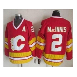 Calgary Flames #2 Al MacInnis Red CCM Throwback Stitched NHL Jersey