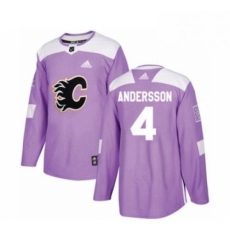 Mens Adidas Calgary Flames 4 Rasmus Andersson Authentic Purple Fights Cancer Practice NHL Jerse 