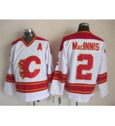 NHL Calgary Flames #2 Al MacInnis White CCM Throwback Jerseys