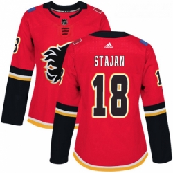 Womens Adidas Calgary Flames 18 Matt Stajan Authentic Red Home NHL Jersey 