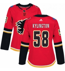 Womens Adidas Calgary Flames 58 Oliver Kylington Premier Red Home NHL Jersey 