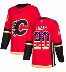 Youth Adidas Calgary Flames 20 Curtis Lazar Authentic Red USA Flag Fashion NHL Jersey 