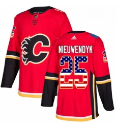 Youth Adidas Calgary Flames 25 Joe Nieuwendyk Authentic Red USA Flag Fashion NHL Jersey 