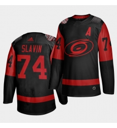 Carolina Hurricanes 74 Jaccob Slavin Black Men 2021 Stadium Series Outdoor Game Jersey