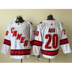 Men Carolina Hurricanes Sebastian Aho 20 White Adidas Reverse Retro Jersey