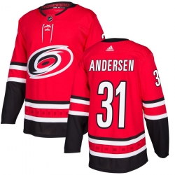 Mens Adidas Carolina Hurricanes 31 Frederik Andersen Authentic Red Drift Fashion NHL Jersey