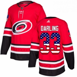 Mens Adidas Carolina Hurricanes 33 Scott Darling Authentic Red USA Flag Fashion NHL Jersey 