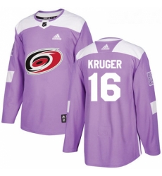 Youth Adidas Carolina Hurricanes 16 Marcus Kruger Authentic Purple Fights Cancer Practice NHL Jersey 