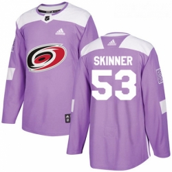 Youth Adidas Carolina Hurricanes 53 Jeff Skinner Authentic Purple Fights Cancer Practice NHL Jersey 