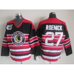 Blackhawks #27 Jeremy Roenick Red Black 75TH CCM Stitched NHL Jersey