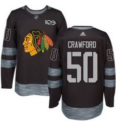 Blackhawks #50 Corey Crawford Black 1917 2017 100th Anniversary Stitched NHL Jersey