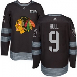 Blackhawks #9 Bobby Hull Black 1917 2017 100th Anniversary Stitched NHL Jersey