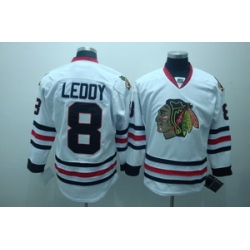 Chicago Blackhawks leddy 8 white  hockey jerseys