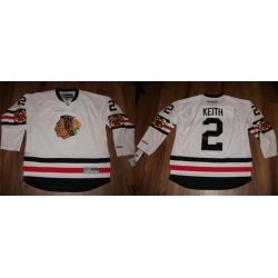 Men Chicago Blackhawks 2 Duncan Keith White Stitched Hockey Jersey