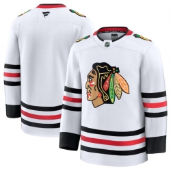 Men Chicago Blackhawks Blank White 2024 25 Away Stitched Hockey Jersey