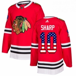 Mens Adidas Chicago Blackhawks 10 Patrick Sharp Authentic Red USA Flag Fashion NHL Jersey 