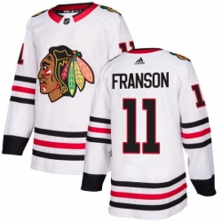 Mens Adidas Chicago Blackhawks 11 Cody Franson Authentic White Away NHL Jersey 