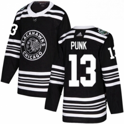 Mens Adidas Chicago Blackhawks 13 CM Punk Authentic Black 2019 Winter Classic NHL Jersey 