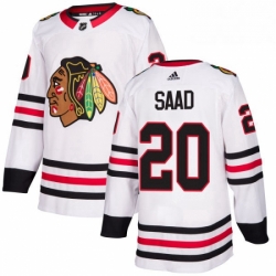 Mens Adidas Chicago Blackhawks 20 Brandon Saad Authentic White Away NHL Jersey 