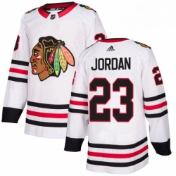 Mens Adidas Chicago Blackhawks 23 Michael Jordan Authentic White Away NHL Jersey 