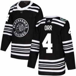 Mens Adidas Chicago Blackhawks 4 Bobby Orr Authentic Black 2019 Winter Classic NHL Jersey 