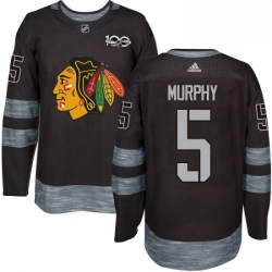 Mens Adidas Chicago Blackhawks 5 Connor Murphy Authentic Black 1917 2017 100th Anniversary NHL Jersey 