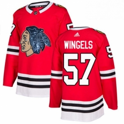 Mens Adidas Chicago Blackhawks 57 Tommy Wingels Authentic Red Fashion Gold NHL Jersey 