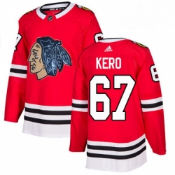 Mens Adidas Chicago Blackhawks 67 Tanner Kero Authentic Red Fashion Gold NHL Jersey 