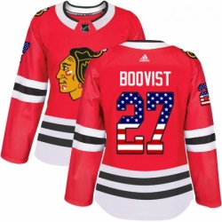 Womens Adidas Chicago Blackhawks 27 Adam Boqvist Authentic Red USA Flag Fashion NHL Jerse 