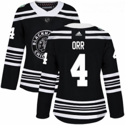 Womens Adidas Chicago Blackhawks 4 Bobby Orr Authentic Black 2019 Winter Classic NHL Jersey 